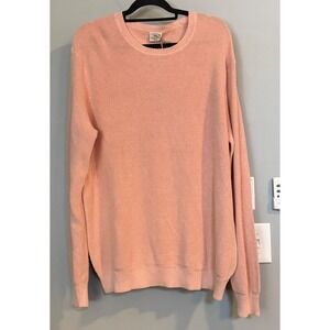 Faherty Sunwashed Crewneck Sweater Coral Dawn Size L Organic Cotton